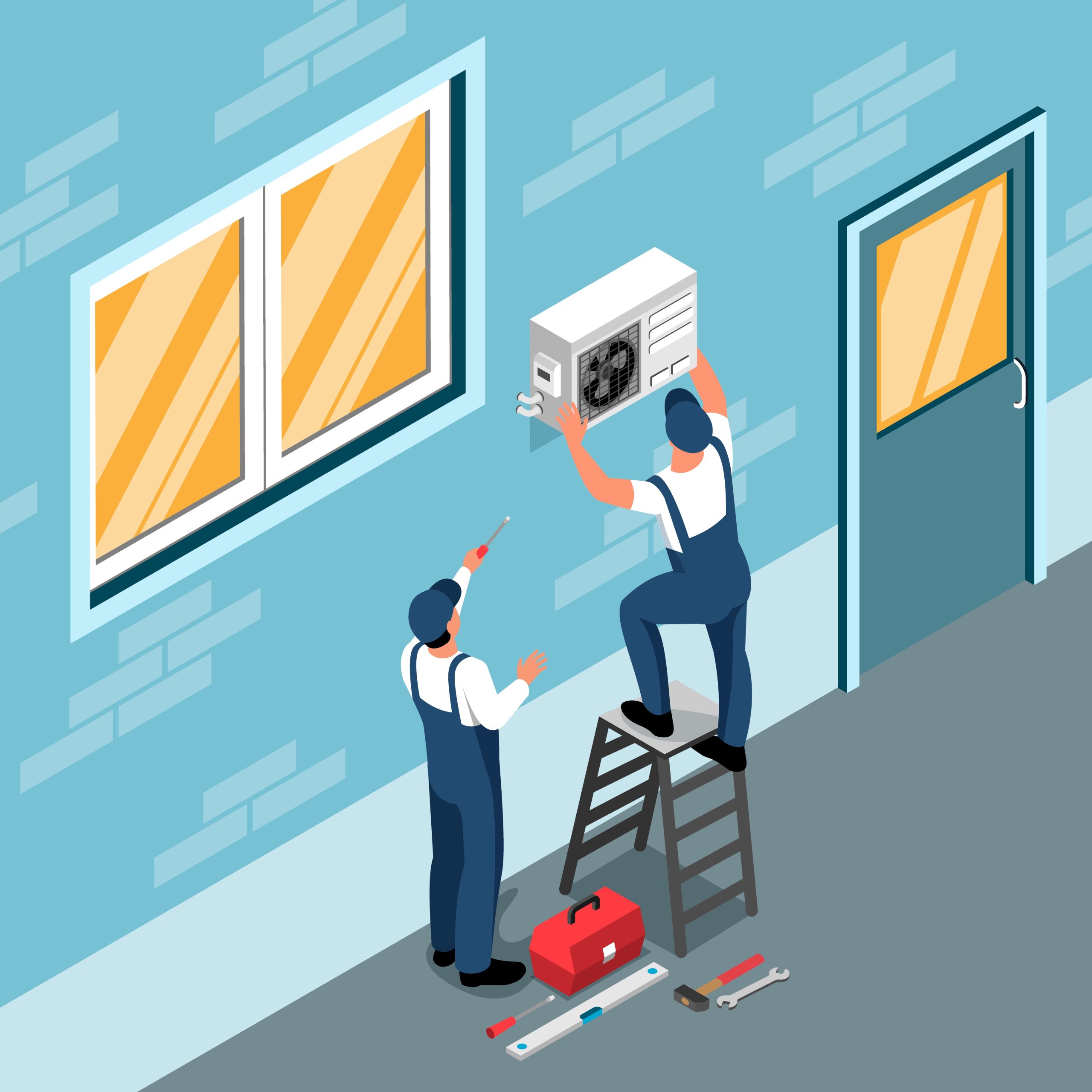 Air conditioning isometric composition with handymen installing cooler vector illustration SSUCv3H4sIAAAAAAACA01RwU7DMAz9FcvnwkDcepvQhOA0gcRl4uClprWWxlWSdkxT/x2n2xA32+/l+fnljHtK4rA+o3g/phwpiwasHyvkRrJGIY/1w1xhypTHxMm41jnK3Bq69DeR3bnMscbXf1pp9exluFvHjCYy7g3+ZGfKOFc3/h+C81eF1HJwp7LHFkX2TMvanUGHY+bYXz1M0rBeShobKSVO6sgb/lQ8mgfty7SNNHTiokwcS99wclbgWiI4DXaoGZXQgiTtOUdxNu4HTQsAR8kddBSaU88BJFgU3he6U/UcYVrugf8J3sPGVGnvGTbbD7C38M6hMbIEeNu+wLfGnkok+eeawCWKi1ZamS3HQx7JrzK7LqjX9mQsPdjnzPP8C8VicQ+6AQAA
